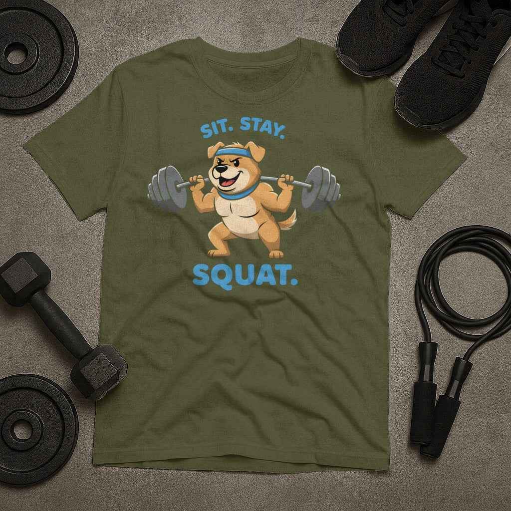 Sit Stay Squat Dog T-Shirt