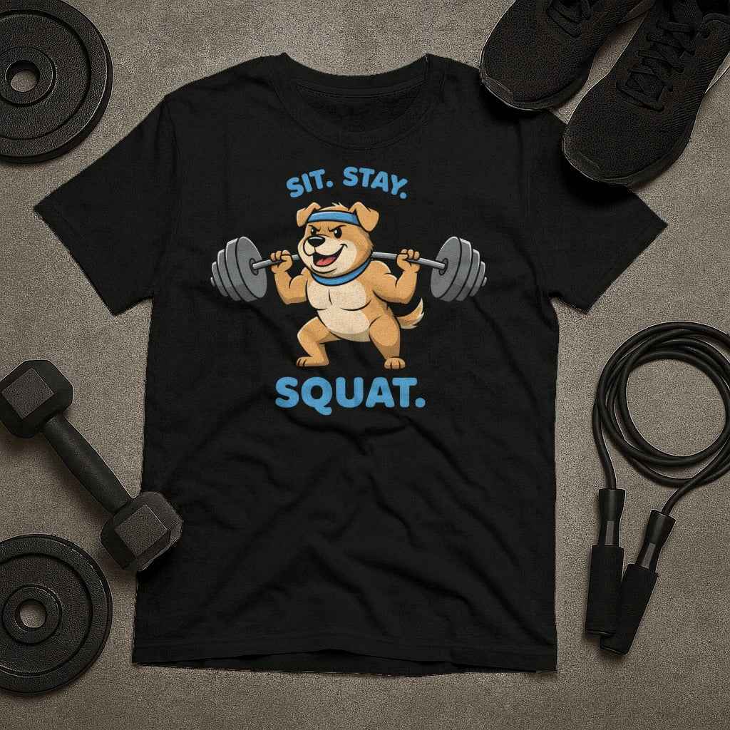 Sit Stay Squat Dog T-Shirt